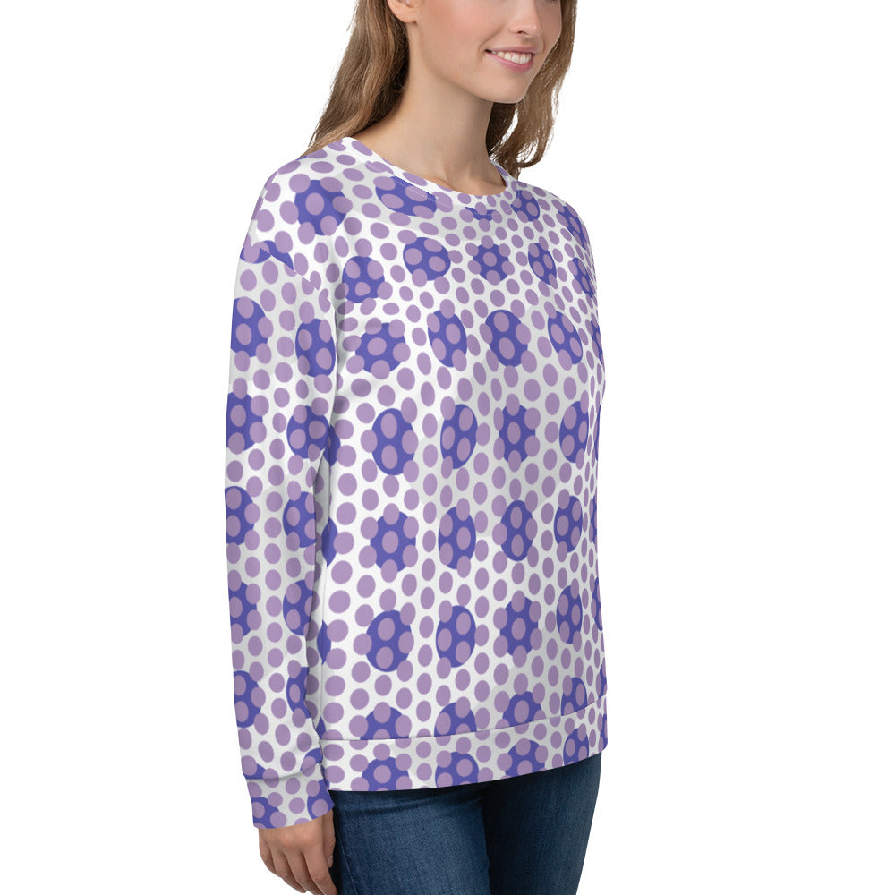 Women's All-Over Print Recycled Unisex Sweatshirt Circles Polka-dot East Side Violet