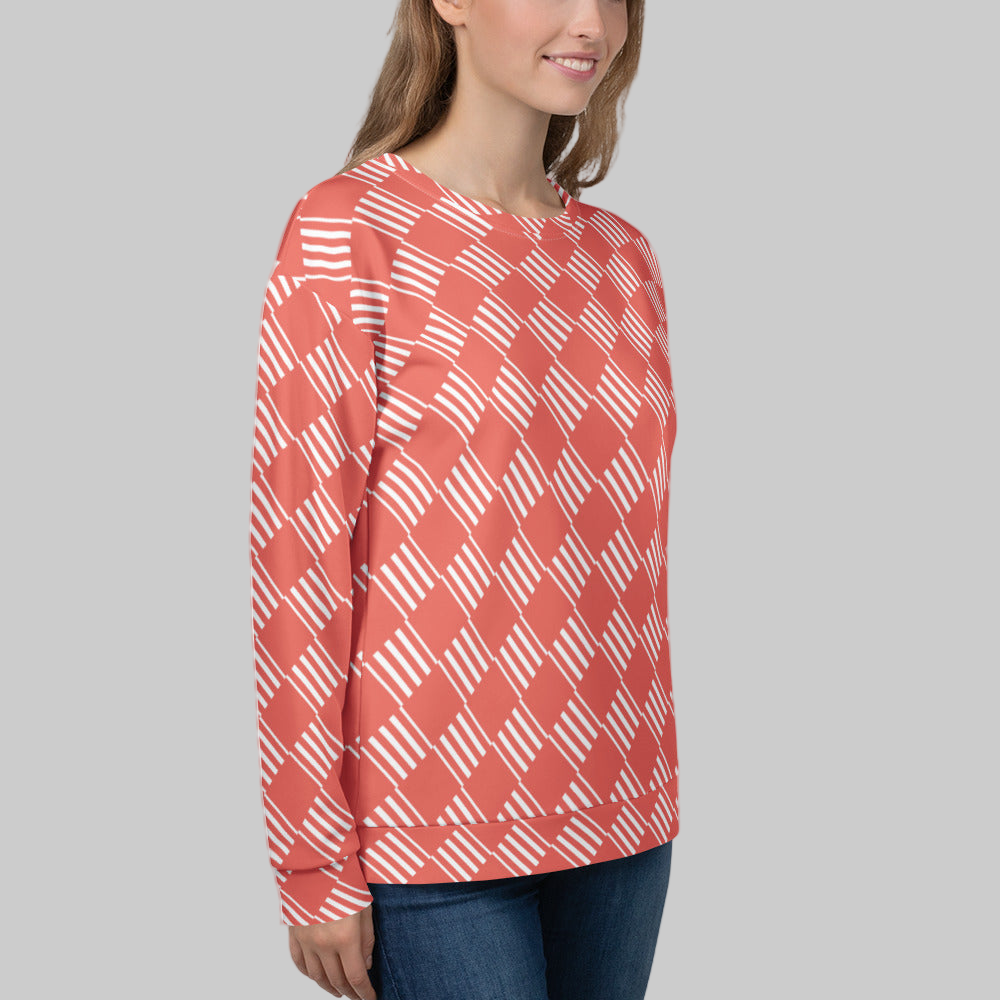 Women's All-Over Print Recycled Unisex Sweatshirt Love Pattern Stripes Geraldine Pink