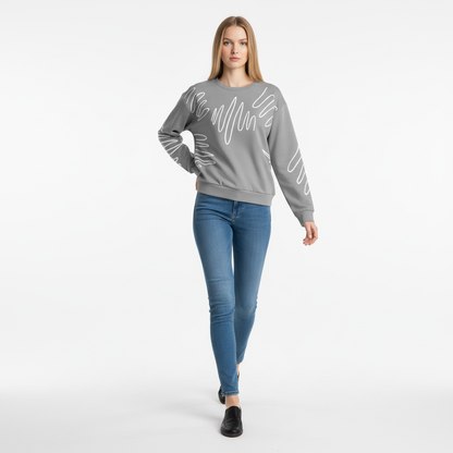 Women's All-Over Print Recycled Unisex Sweatshirt Athletic Pattern Free Lines Nobel Gray