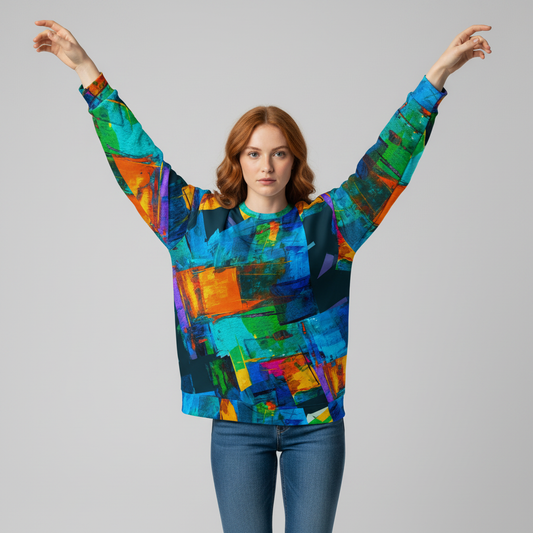 Women's All-Over Print Recycled Unisex Sweatshirt Colorful Night Life