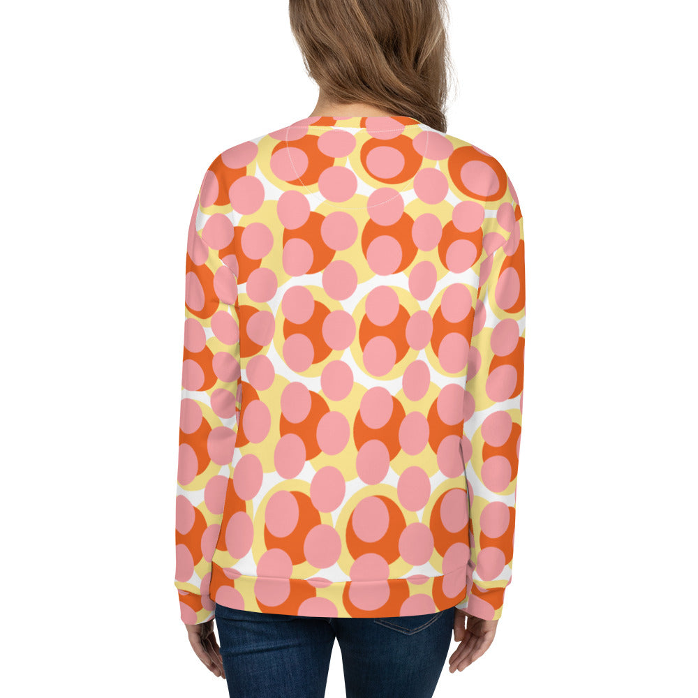 Women's All-Over Print Recycled Unisex Sweatshirt Abstract Circles Wewak Pink
