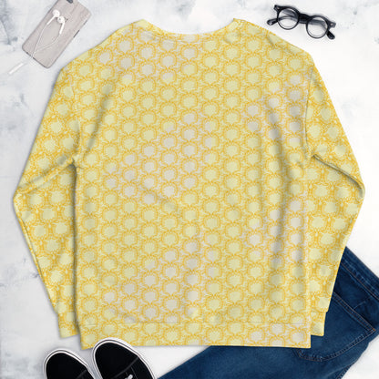 Women's All-Over Print Recycled Unisex Sweatshirt Laurel Leaves Crown Yellow V Neck Design