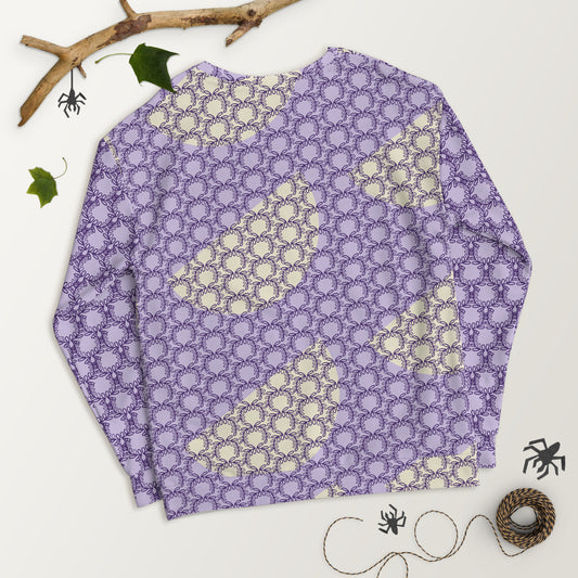 Women's All-Over Print Recycled Unisex Sweatshirt Laurel Leaves Crown Purple V Neck Design