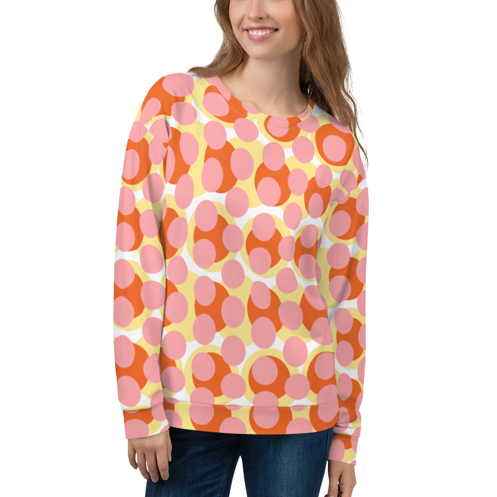 Women's All-Over Print Recycled Unisex Sweatshirt Abstract Circles Wewak Pink