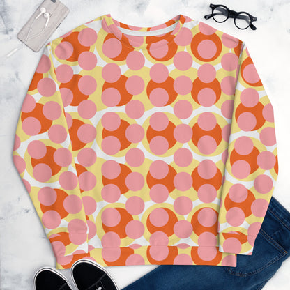 Women's All-Over Print Recycled Unisex Sweatshirt Abstract Circles Wewak Pink