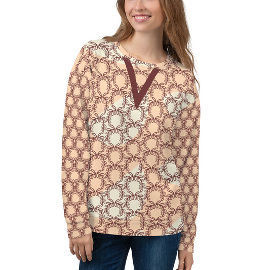 Women's All-Over Print Recycled Unisex Sweatshirt Laurel Leaves Crown Auburn V Neck Design