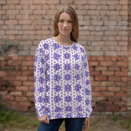 Women's All-Over Print Recycled Unisex Sweatshirt Circles Polka-dot East Side Violet