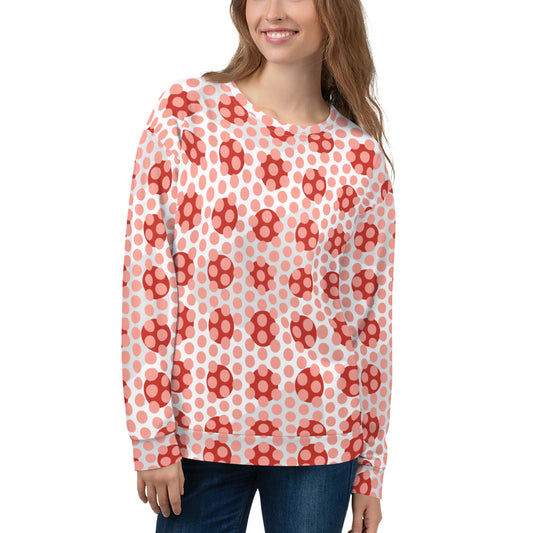 Women's All-Over Print Recycled Unisex Sweatshirt Circles Polka-dot Rose Bud Pink
