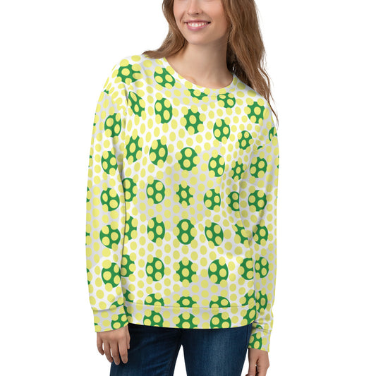 Women's All-Over Print Recycled Unisex Sweatshirt Circles Polka-dot Dolly Yellow