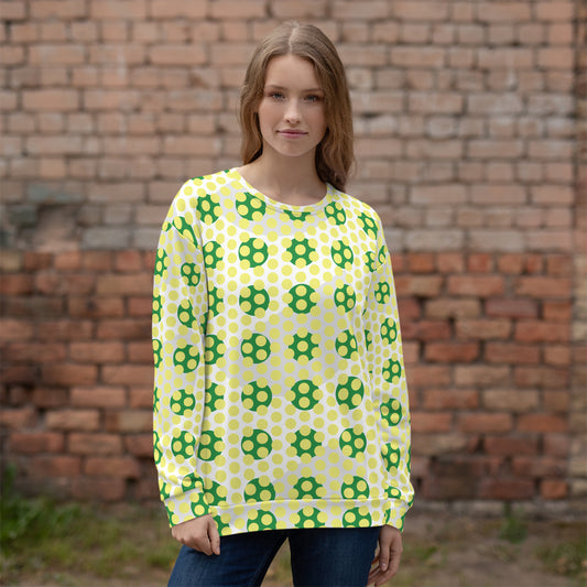 Women's All-Over Print Recycled Unisex Sweatshirt Circles Polka-dot Dolly Yellow