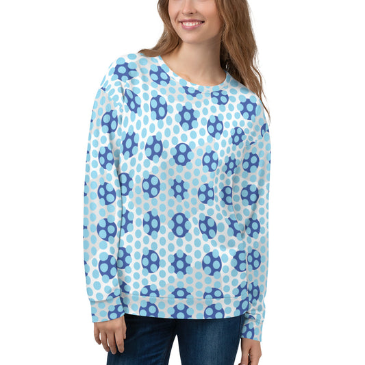 Women's All-Over Print Recycled Unisex Sweatshirt Circles Polka-dot Columbia Blue