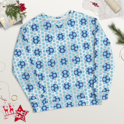 Women's All-Over Print Recycled Unisex Sweatshirt Circles Polka-dot Columbia Blue