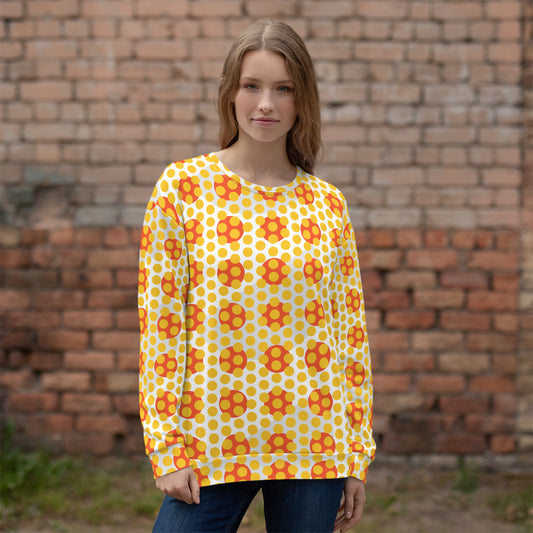Women's All-Over Print Recycled Unisex Sweatshirt Circles Polka-dot Yellow