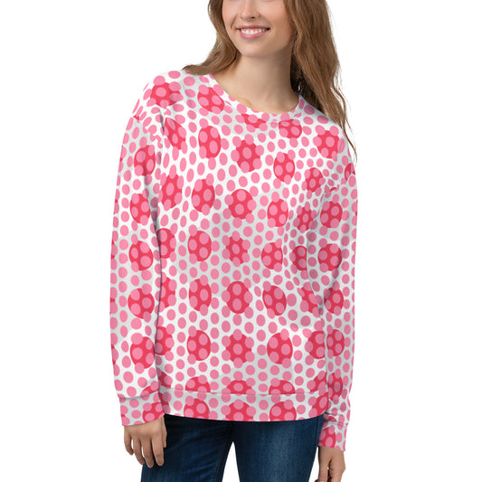 Women's All-Over Print Recycled Unisex Sweatshirt Circles Polka-dot Tickle Me Pink