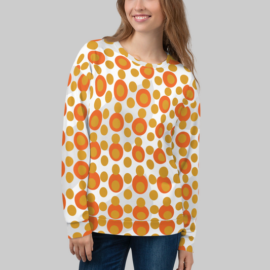 Women's All-Over Print Recycled Unisex Sweatshirt Circles and Polka Dots Buttercup Yellow