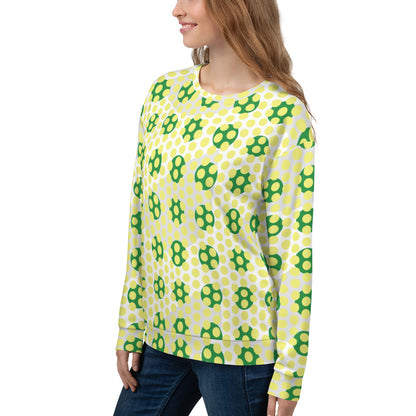 Women's All-Over Print Recycled Unisex Sweatshirt Circles Polka-dot Dolly Yellow
