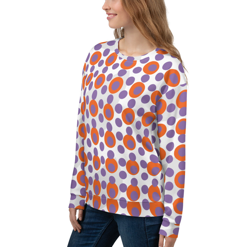 Women's All-Over Print Recycled Unisex Sweatshirt Circles and Polka Dots Ce Soir Violet