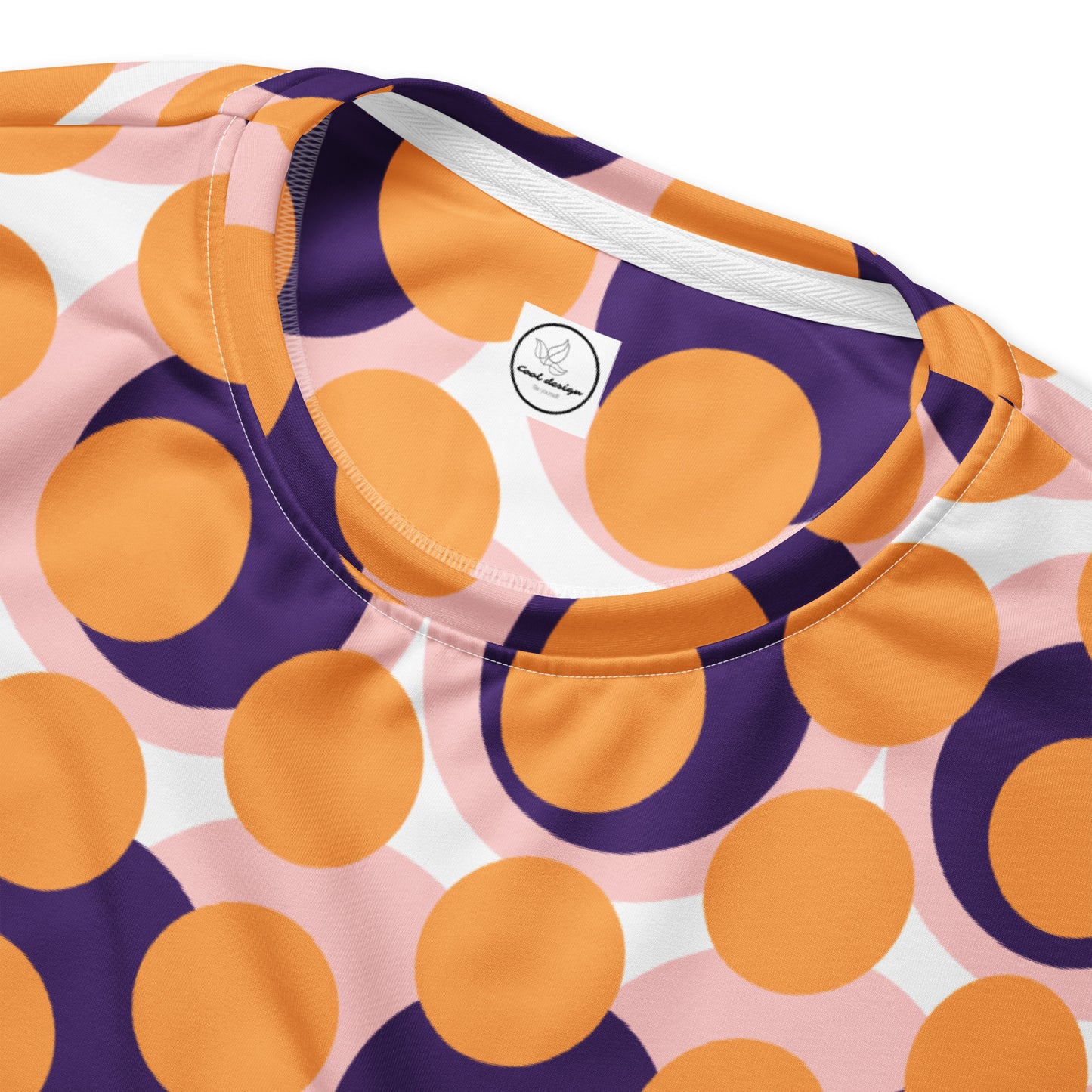 Women's All-Over Print Recycled Unisex Sweatshirt Abstract Circles Texas Rose Orange