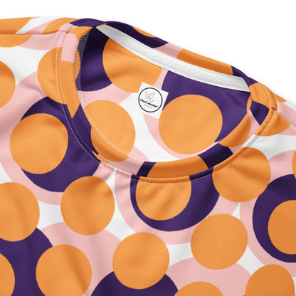 Women's All-Over Print Recycled Unisex Sweatshirt Abstract Circles Texas Rose Orange