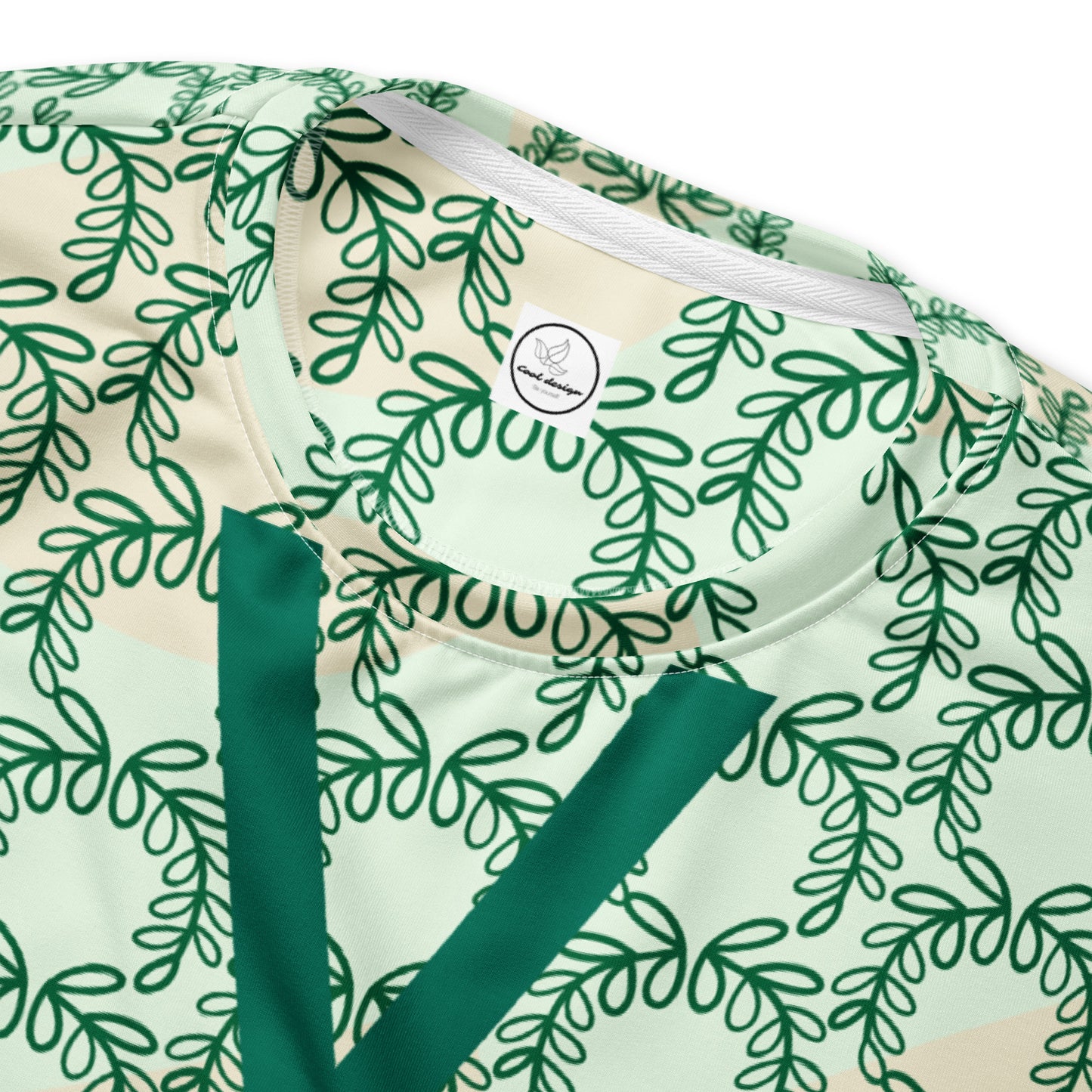 Women's All-Over Print Recycled Unisex Sweatshirt Laurel Leaves Crown Jewel V Neck Design