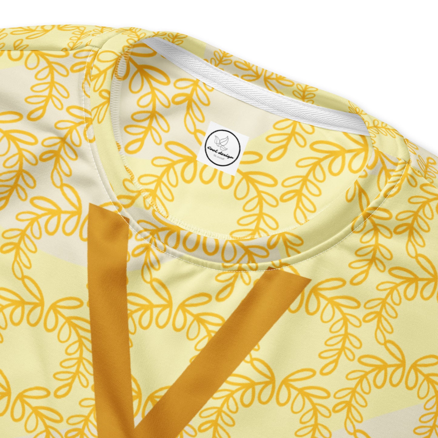 Women's All-Over Print Recycled Unisex Sweatshirt Laurel Leaves Crown Yellow V Neck Design