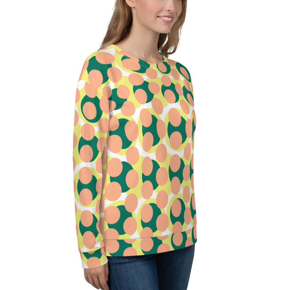 Women's All-Over Print Recycled Unisex Sweatshirt Abstract Circles Mandy Pink