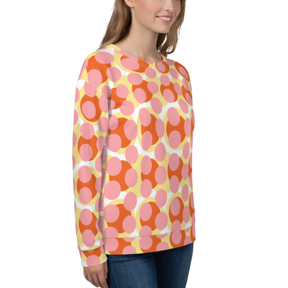 Women's All-Over Print Recycled Unisex Sweatshirt Abstract Circles Wewak Pink